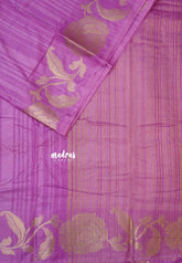 Magenta Lavender - Madhuram - Soft Matka silk with grooves body and floral border